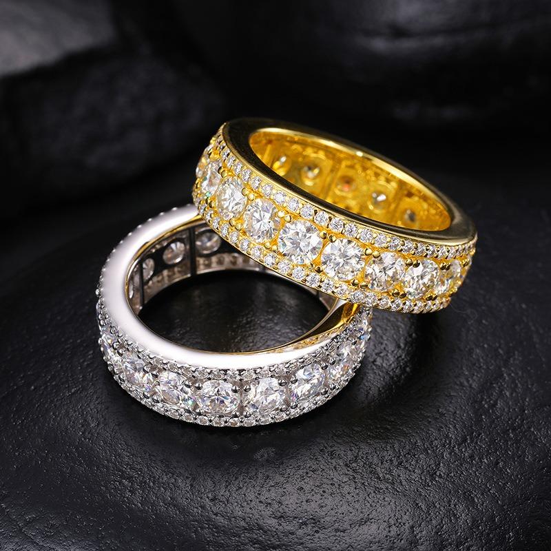 S925 VVS Synthetic Moissanite Hip Hop Style Unisex Circle Ring Gift For Men Women