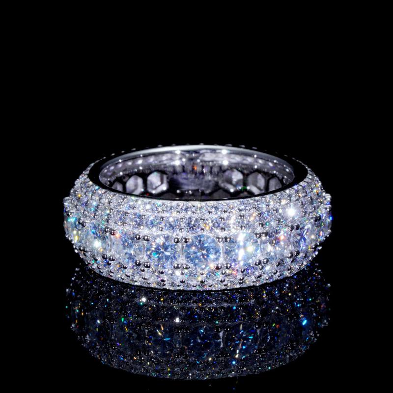 S925 Round VVS Synthetic MoissaniteLayered Eternity Ring