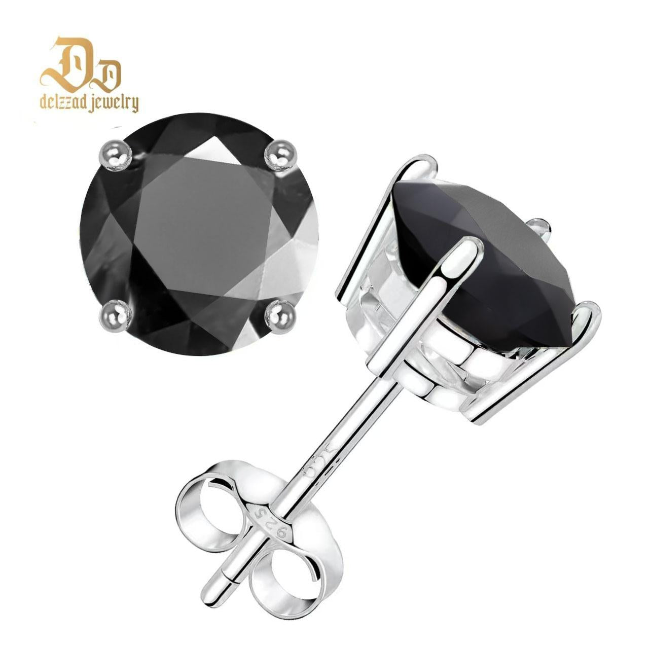 S925 Round Synthetic Moissanite Prong Stud Earrings Anniversary Day Gifts For Men Women