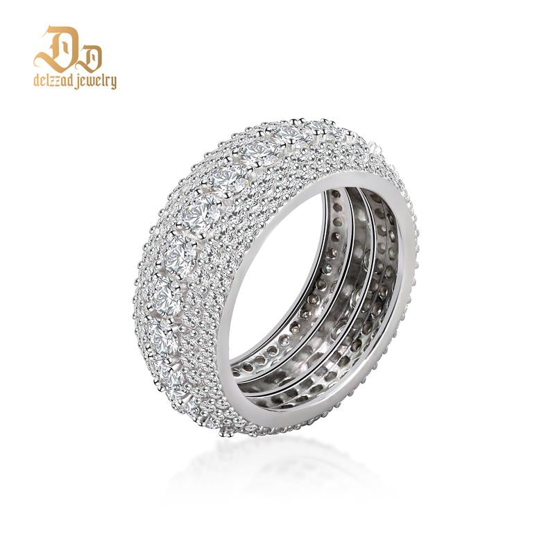 S925 Round VVS Synthetic MoissaniteLayered Eternity Ring