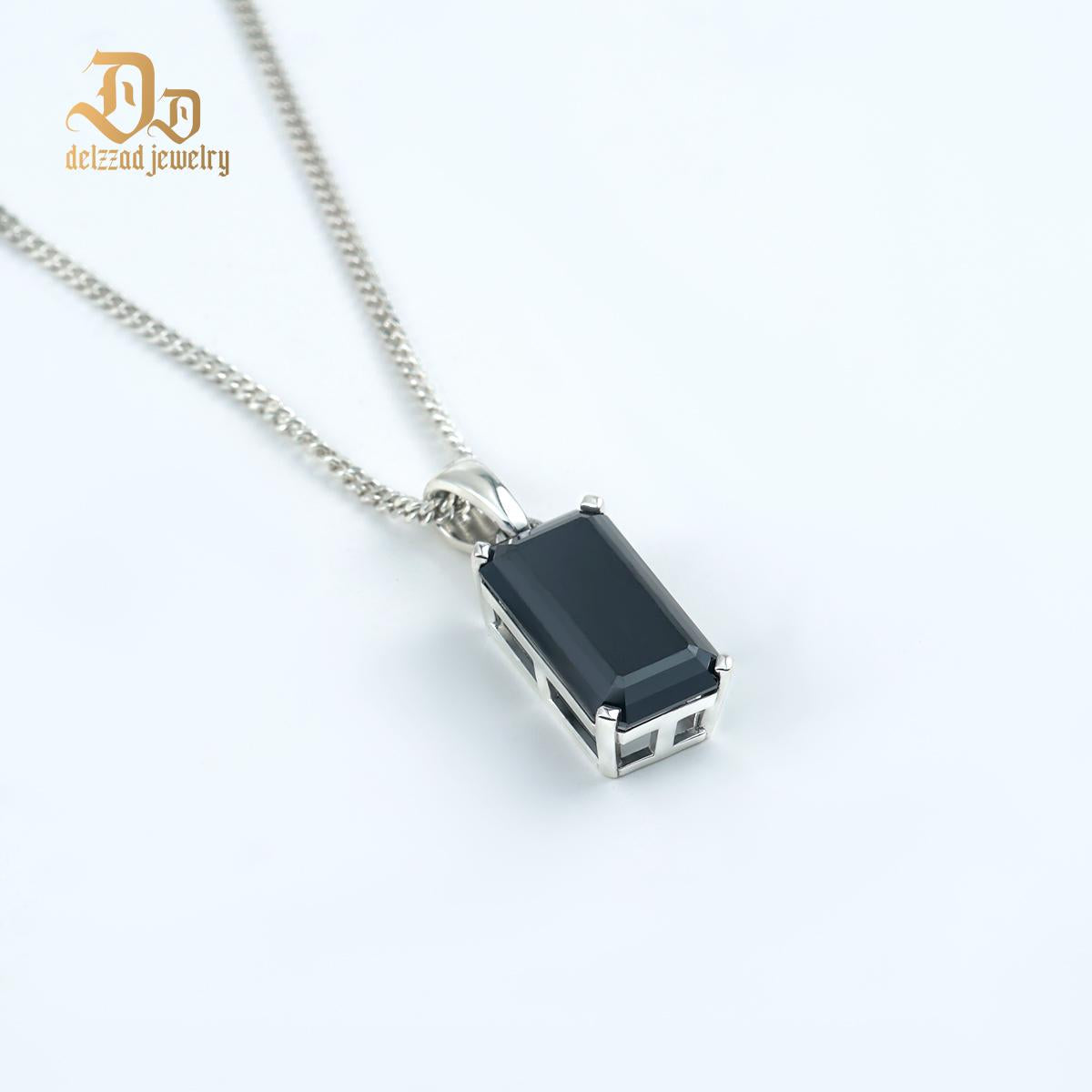 S925 15ct Black Synthetic Moissanite Pendant Necklace Perfect St Valentine's Day Gift for Him