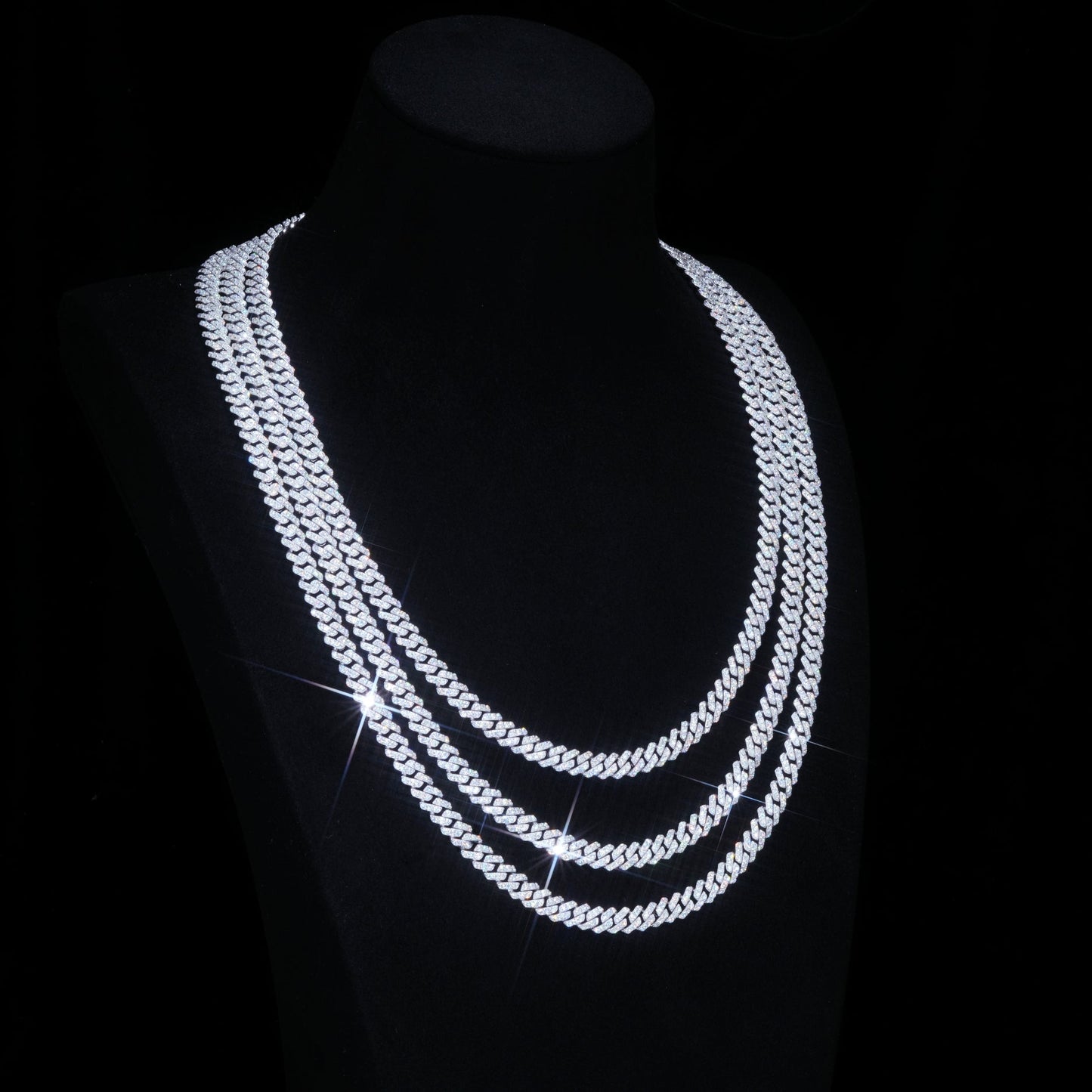 6.5MM 2 Row 925S & VVS Moissanite Prong Cuban Link Chain