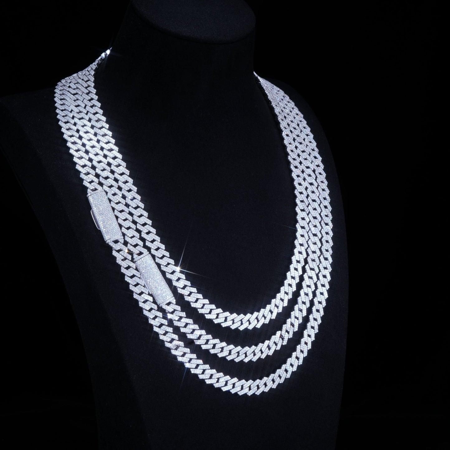 8MM 2 Row 925S & VVS Moissanite Prong Cuban Link Chain