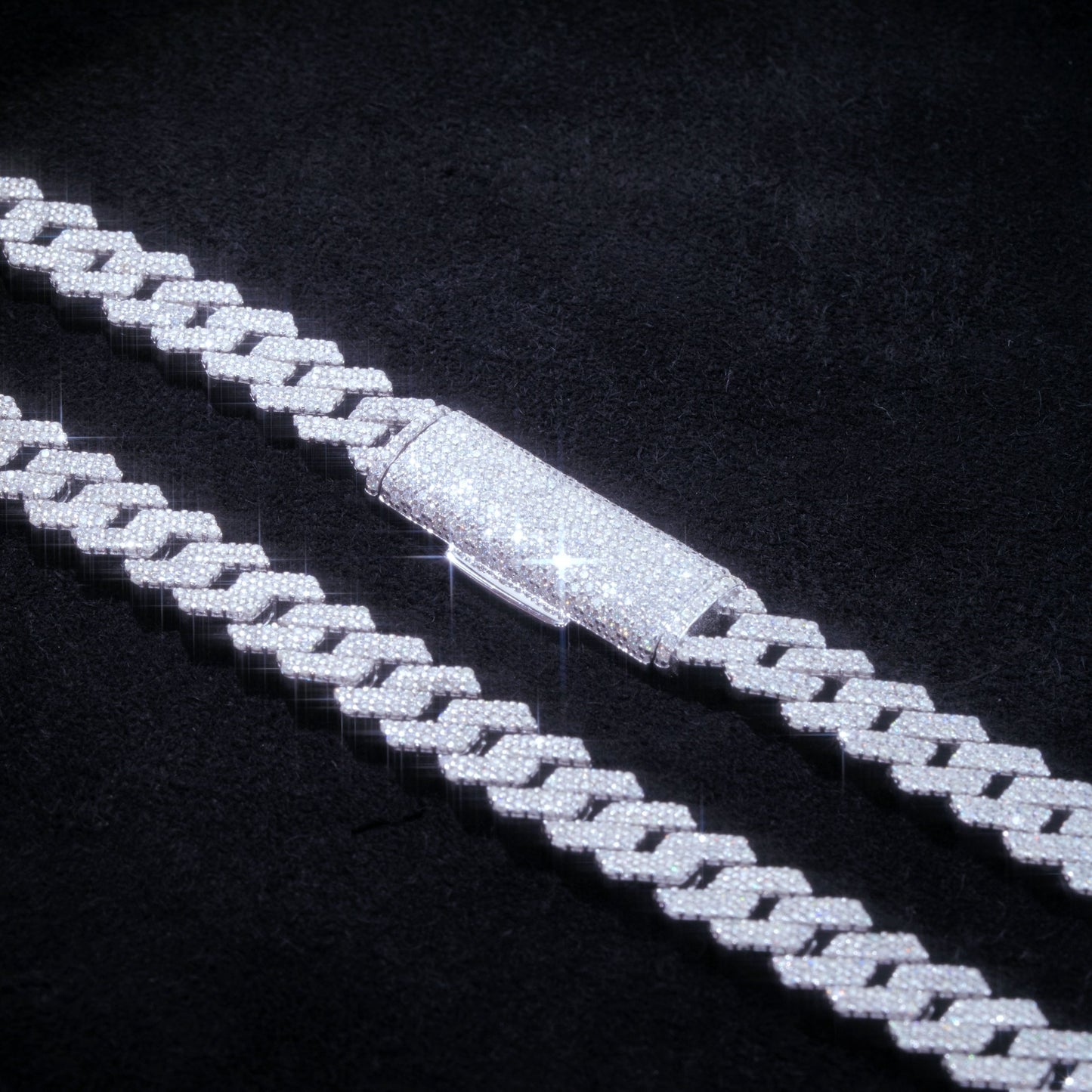 8MM 2 Row 925S & VVS Moissanite Prong Cuban Link Chain