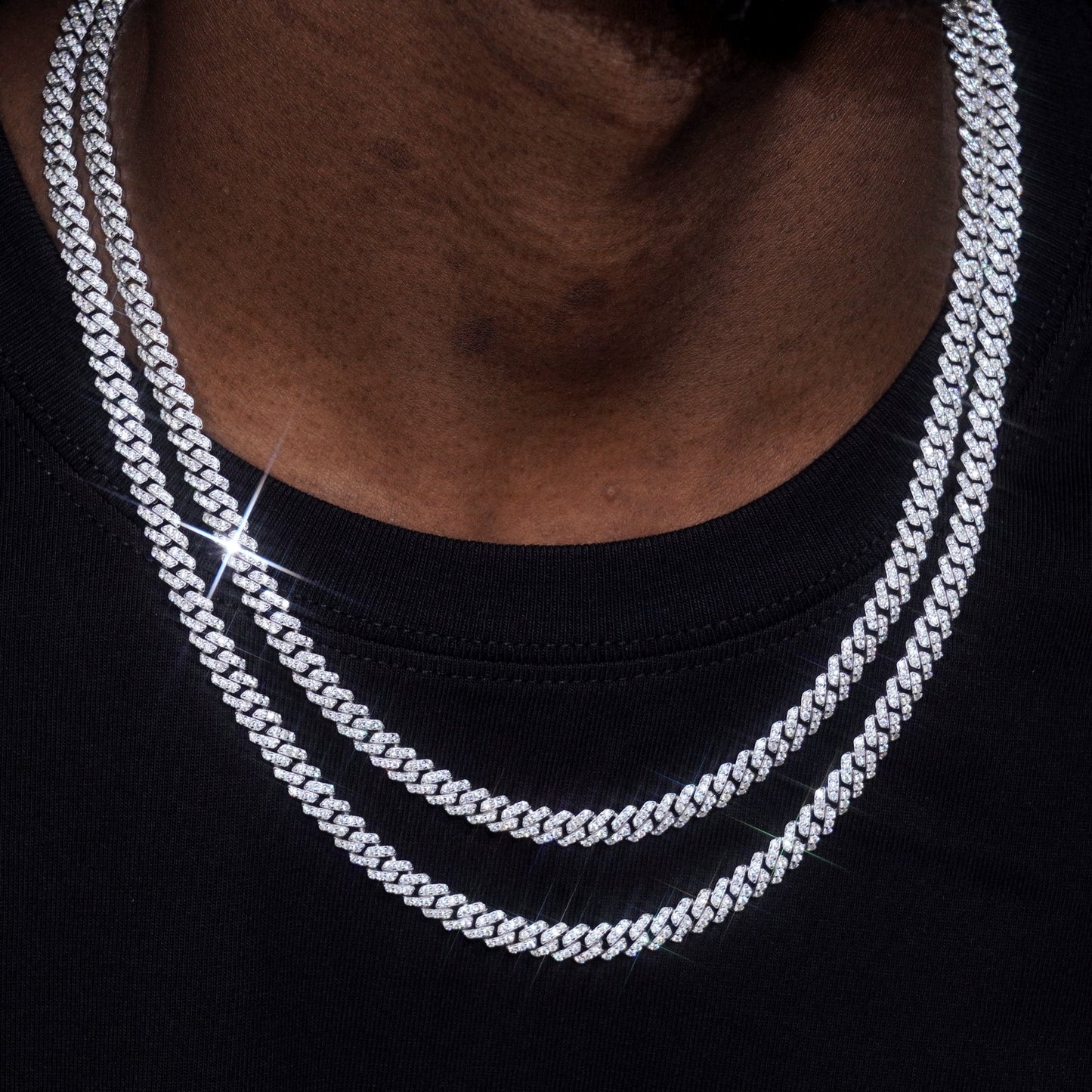 6.5MM 2 Row 925S & VVS Moissanite Prong Cuban Link Chain