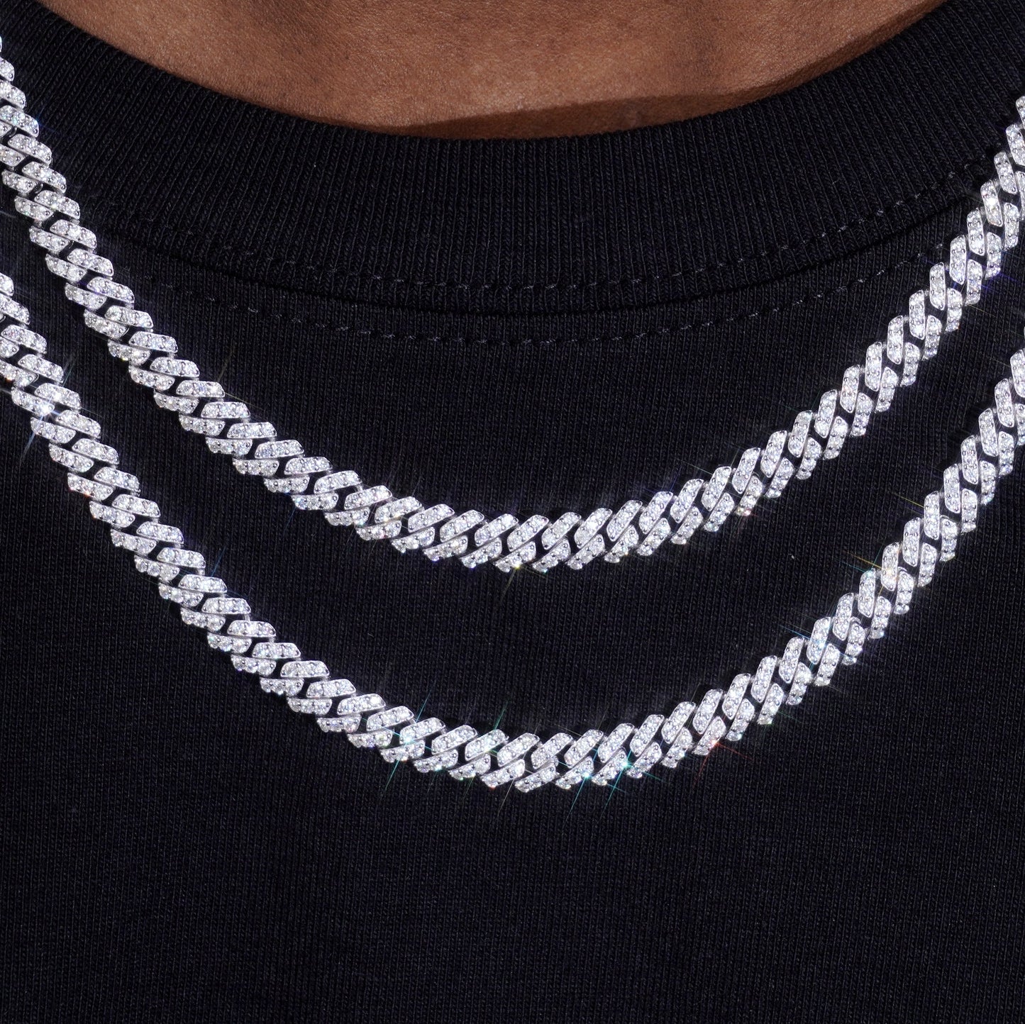 6.5MM 2 Row 925S & VVS Moissanite Prong Cuban Link Chain