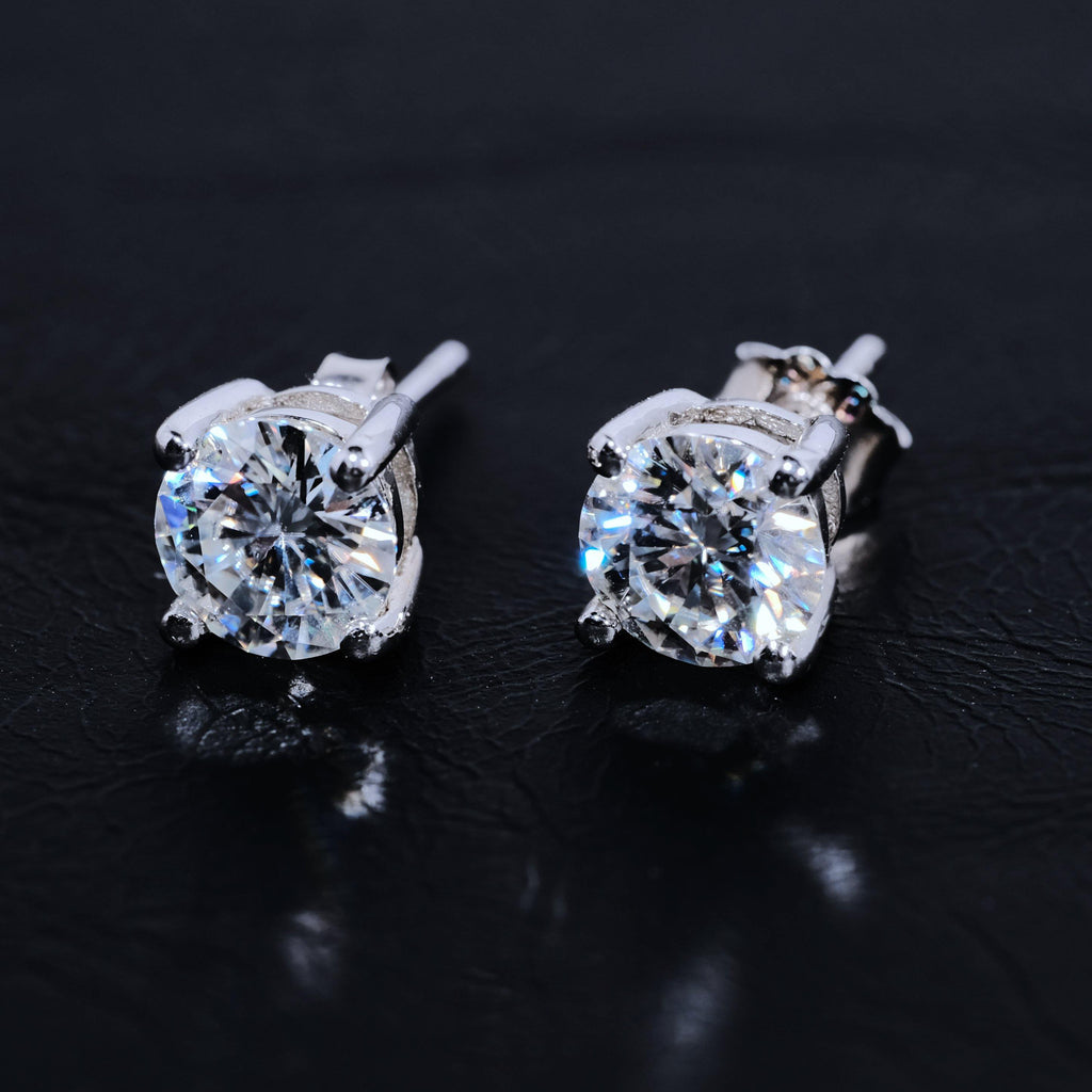 S925 ROUND SYNTHETIC MOISSANITE STUD EARRINGS ANNIVERSARY DAY GIFTS FOR MEN WOMEN