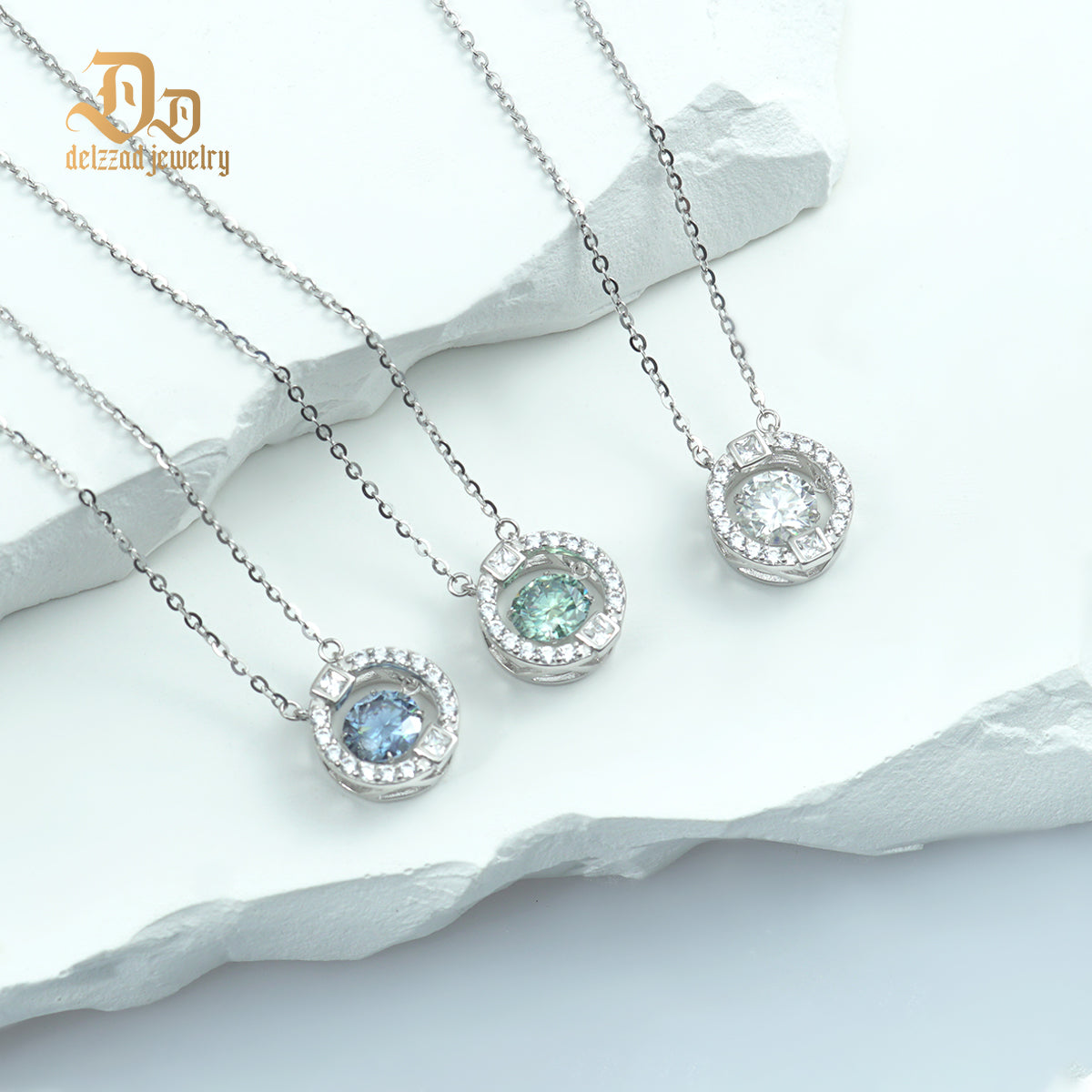 S925 1ct Round Synthetic Moissanite Flickering Halo Pendant Necklace Birthday Valentine's Day Gifts