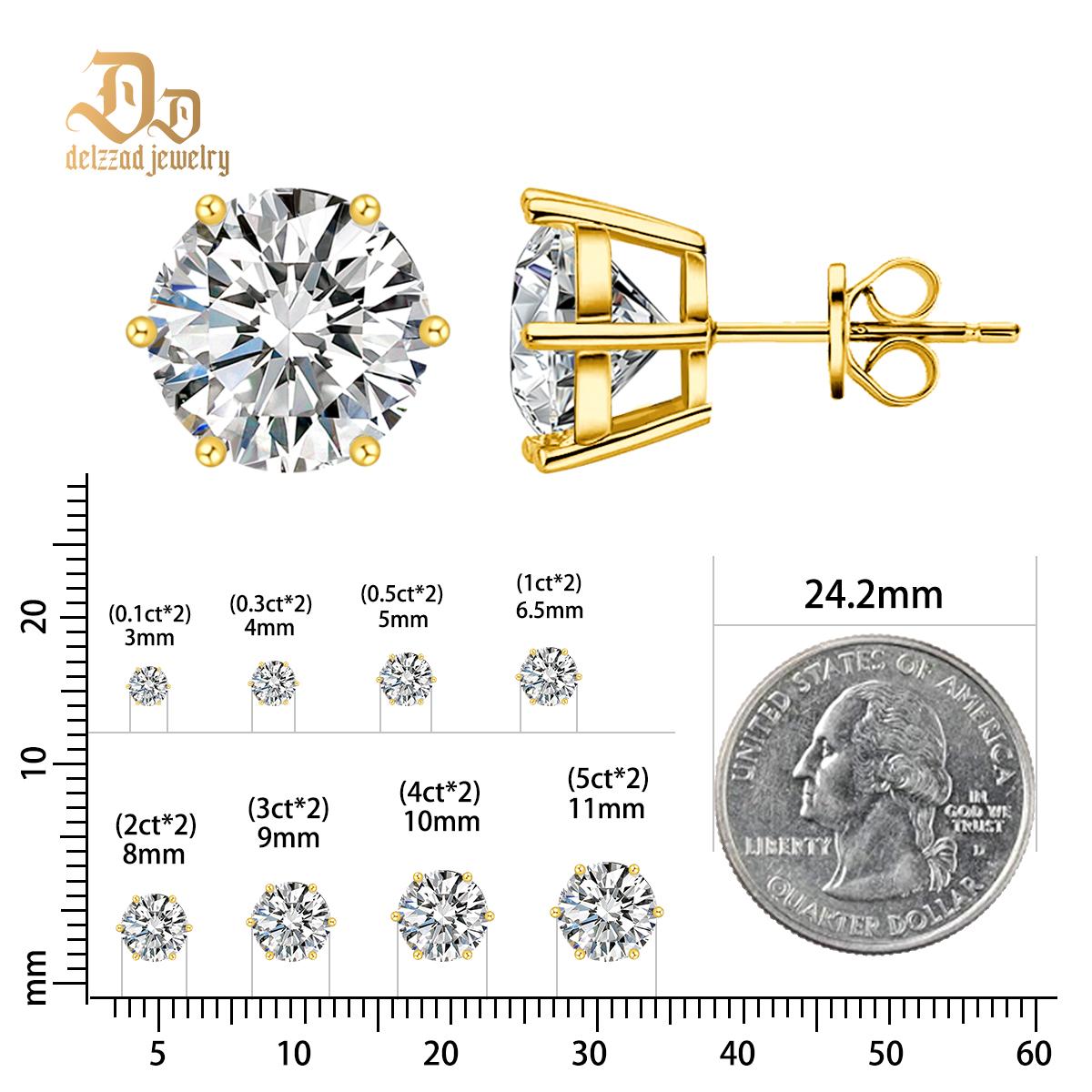 S925 0.1-4ct Round Synthetic Moissanite Six Prong Solitaire Stud Earring Valentine's Day Gifts for Men Women