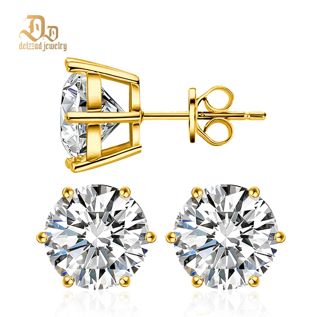 S925 0.1-4ct Round Synthetic Moissanite Six Prong Solitaire Stud Earring Valentine's Day Gifts for Men Women