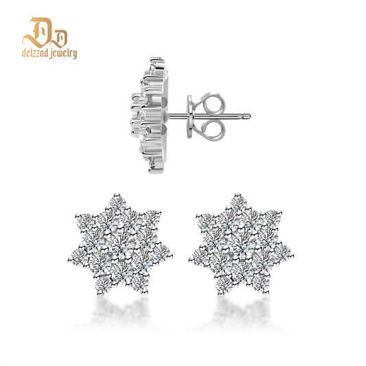 S925 Round Synthetic Moissanite Dazzling Star Cluster Studs Earrings Birthday Anniversary Gift Valentine's Day Gifts for Men Women