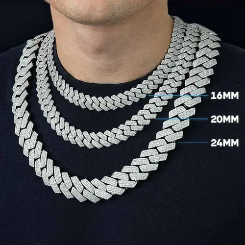 12MM 3 ROW 925S & VVS MOISSANITE PRONG CUBAN LINK CHAIN