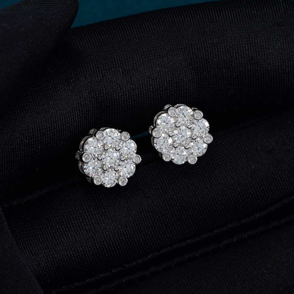 10MM 925S & VVS Moissanite Flower Cluster Stud Earrings