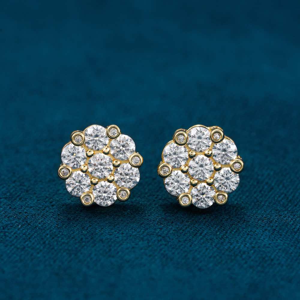 10MM 925S & VVS Moissanite Flower Cluster Stud Earrings