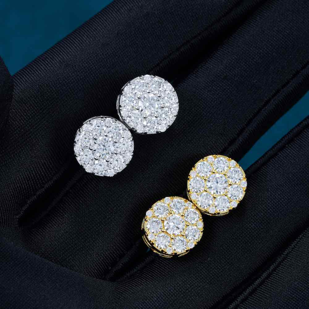 10MM 925S & VVS Moissanite Cluster Halo Stud Earrings