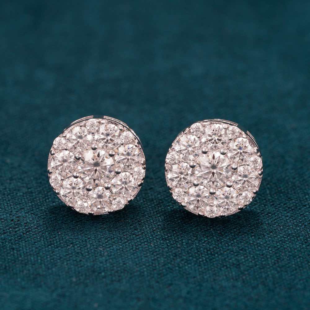 10MM 925S & VVS Moissanite Cluster Halo Stud Earrings