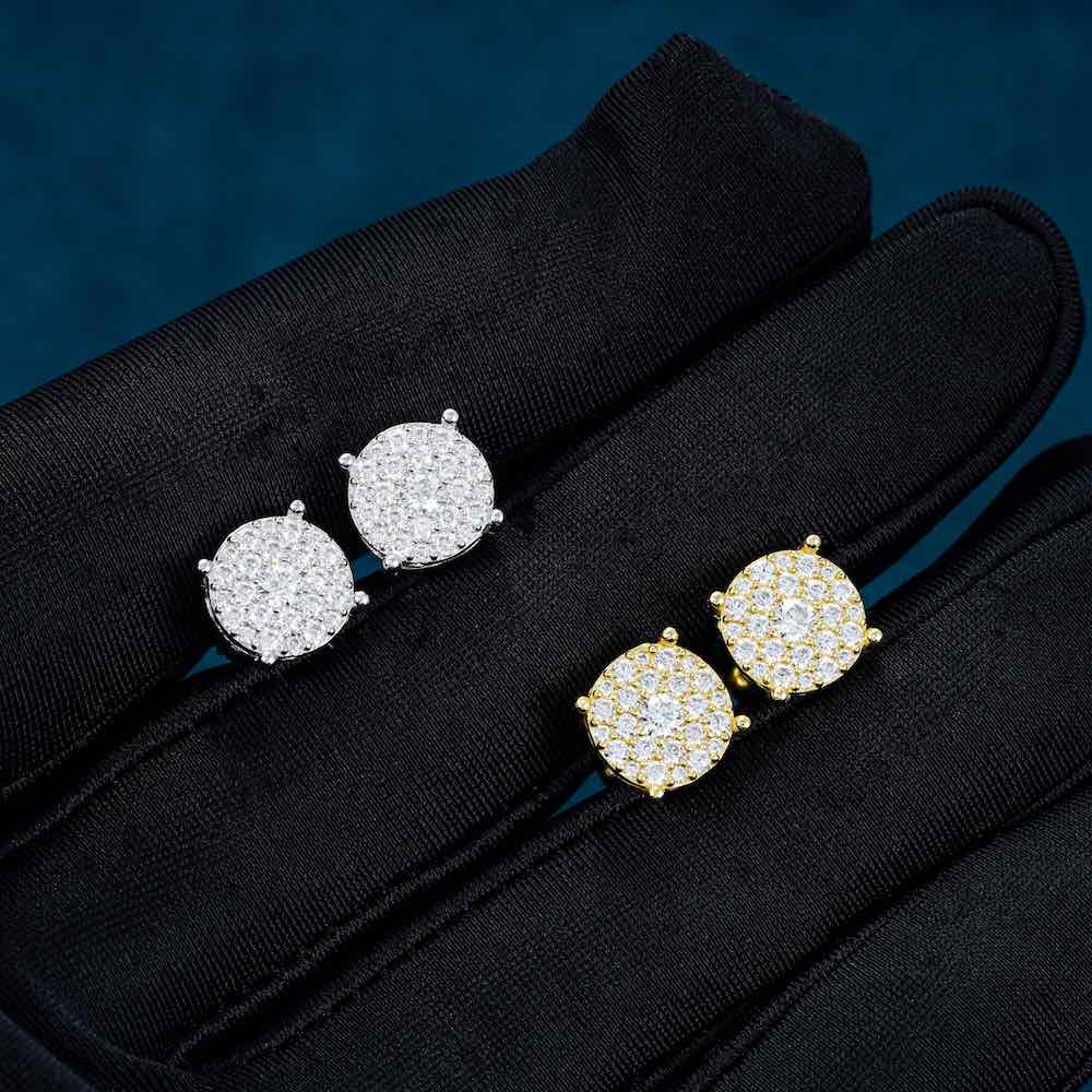 10MM 925S & VVS Moissanite Halo Stud Earrings